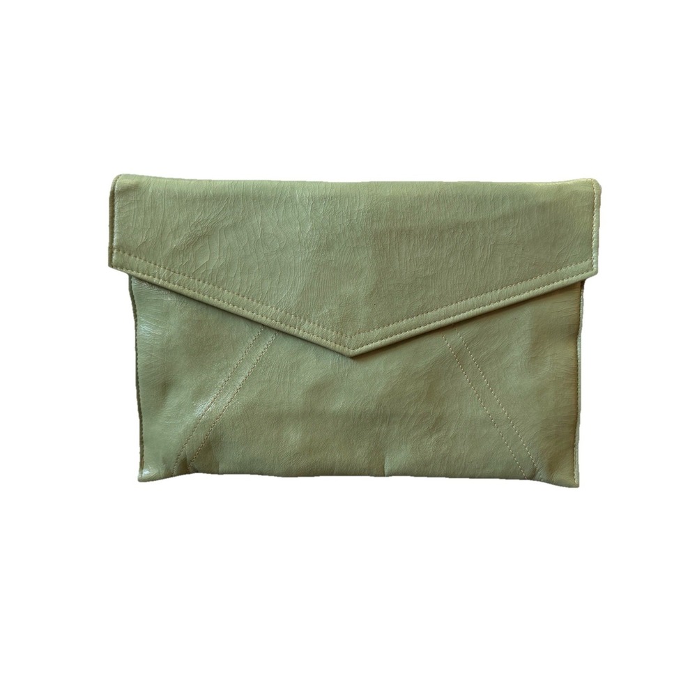 VTG 60s 70s Medium Envelope Clutch Bag Purse Novelty Lining Screws 11 x 7" Green